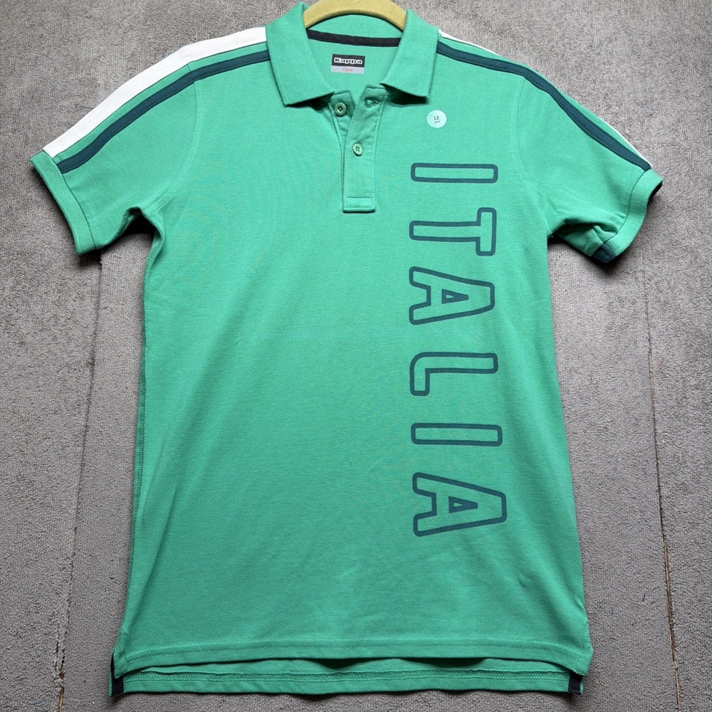Kappa Italia‎ Polo Shirt Boys Short Sleeve Graphic Logo Green Size 12